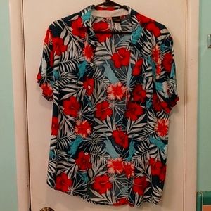 Button down hibiscus shirt